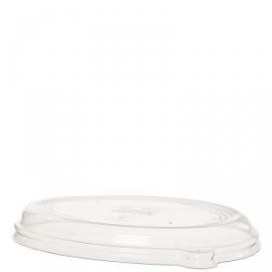 WorldView™ 100% Recycled Content Lid, Fits 24 and 32oz Oval Sugarcane Take-Out Containers